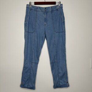 White House Black Market Pret-A-Pedi Pants Size 10 Blue Cuffed Mid Rise